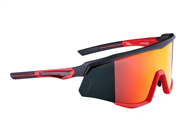 Force Sonic Fahrradbrille Schwarz/Rot, rote verspiegelte Gläser