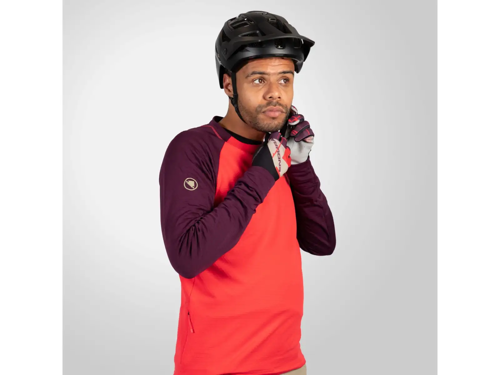 Endura SingleTrack Fleece Herren Langarm-Shirt Lila/Rot