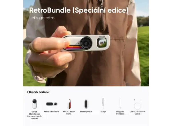 Insta360 GO 3S Kamera Retro-Bundle 128 GB Spezialedition weiß