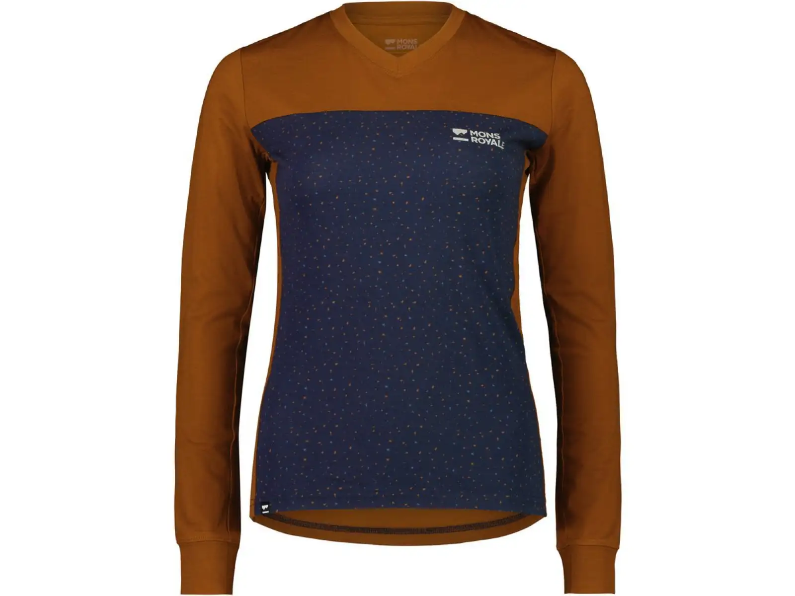 Mons Royale Redwood Enduro VLS Damen-T-Shirt Midnight Terrazzo/Kupfer Größe S.