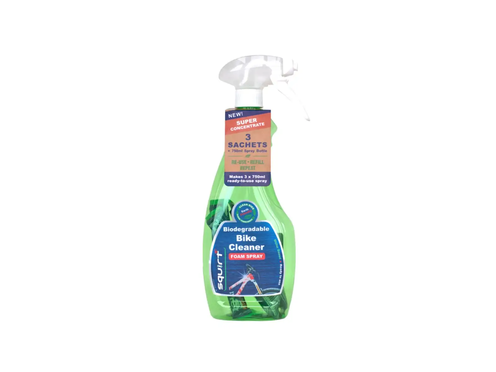 Squirt Packung Reiniger 750 ml Sprühflasche + 3x 30 ml Beutel Superkonzentrat