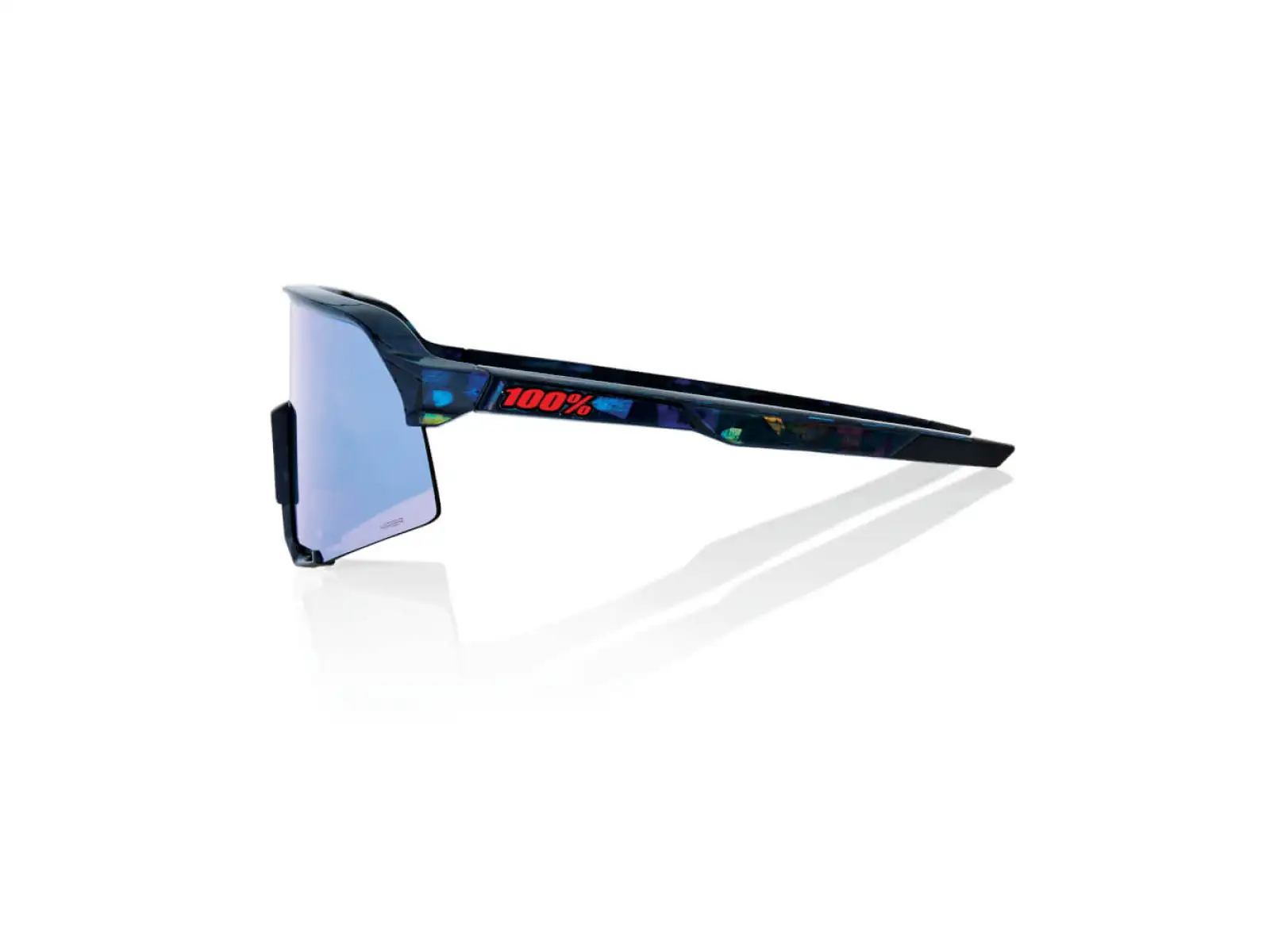 100% S3 HiPER Fahrradbrille Schwarz Holographisch/Blau Multilayer Spiegelglas