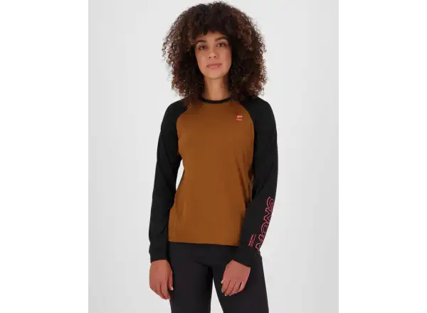 Mons Royale Tarn Merino Damen Langarmshirt Caramel / Black