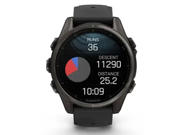 Garmin fenix 8 - 43 mm AMOLED Saphir Smartwatch in Carbon Titanium Schwarz/Steingrau