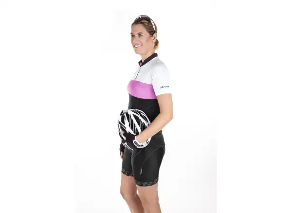 Force View Lady Damen Radtrikot kurzarm schwarz/weiß/rosa