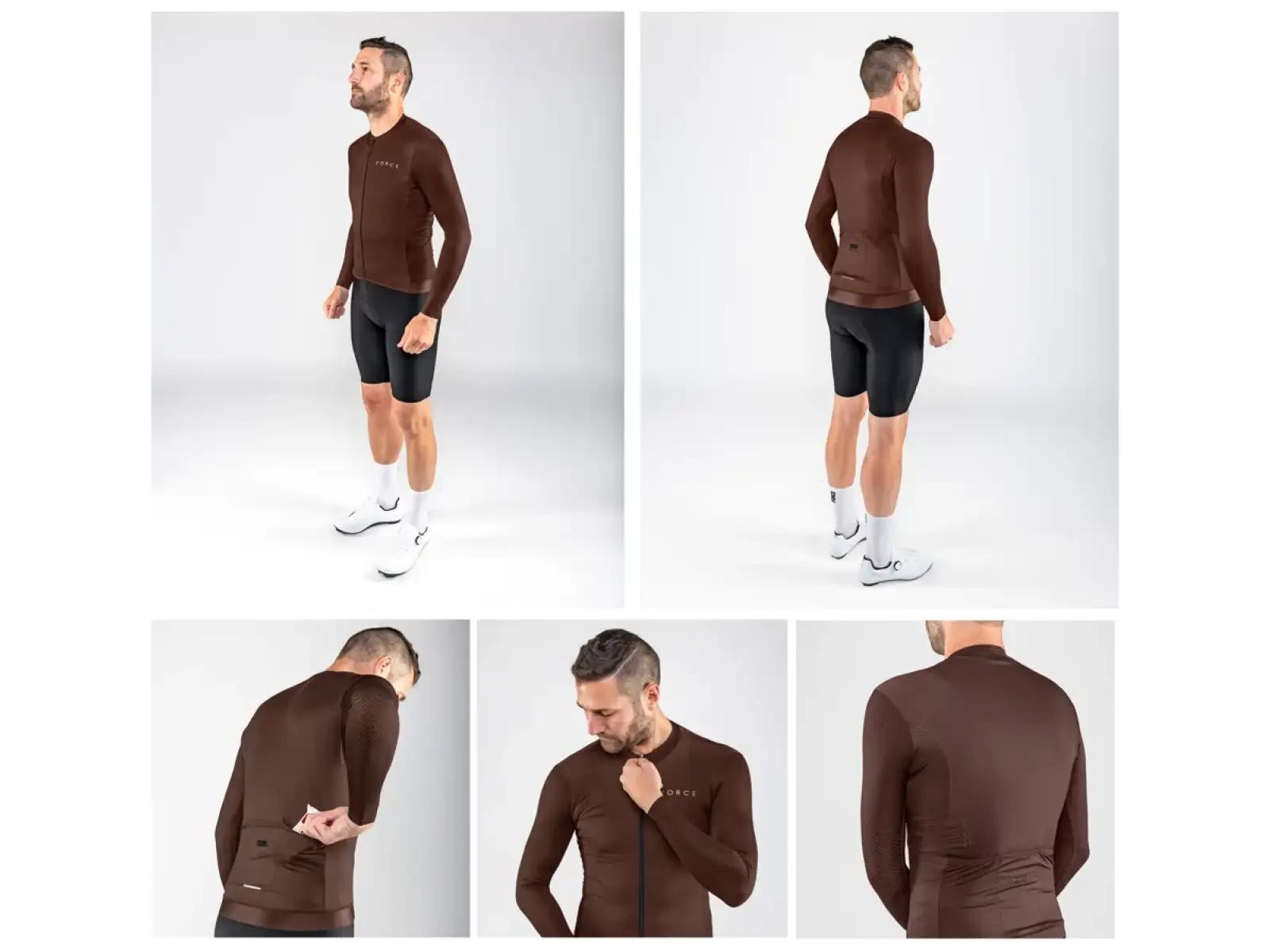 Force Plain Herren-Trikot Langarm braun