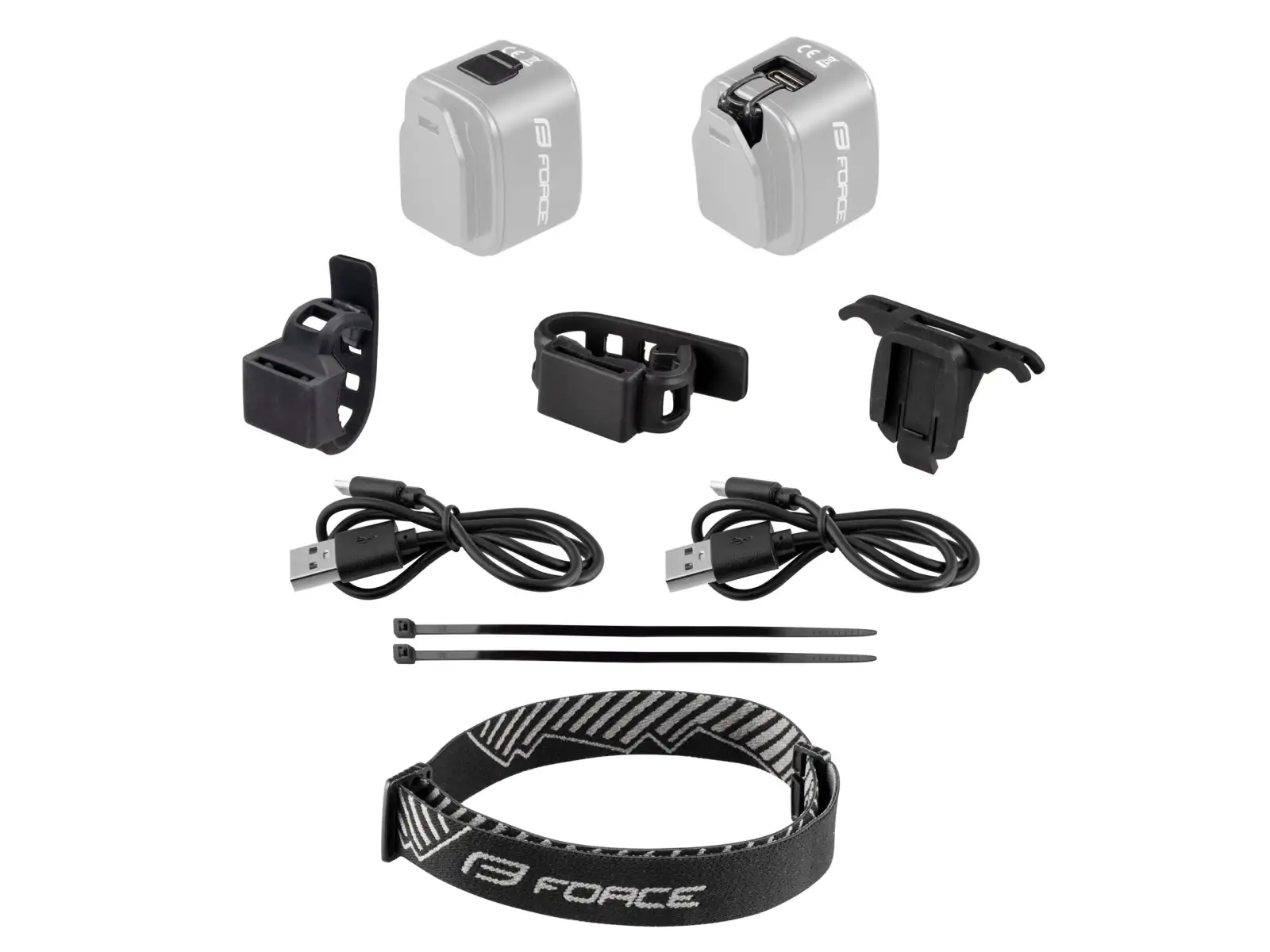 Force Flea Set von Blinklichtern 200 LM vorne und hinten USB schwarz