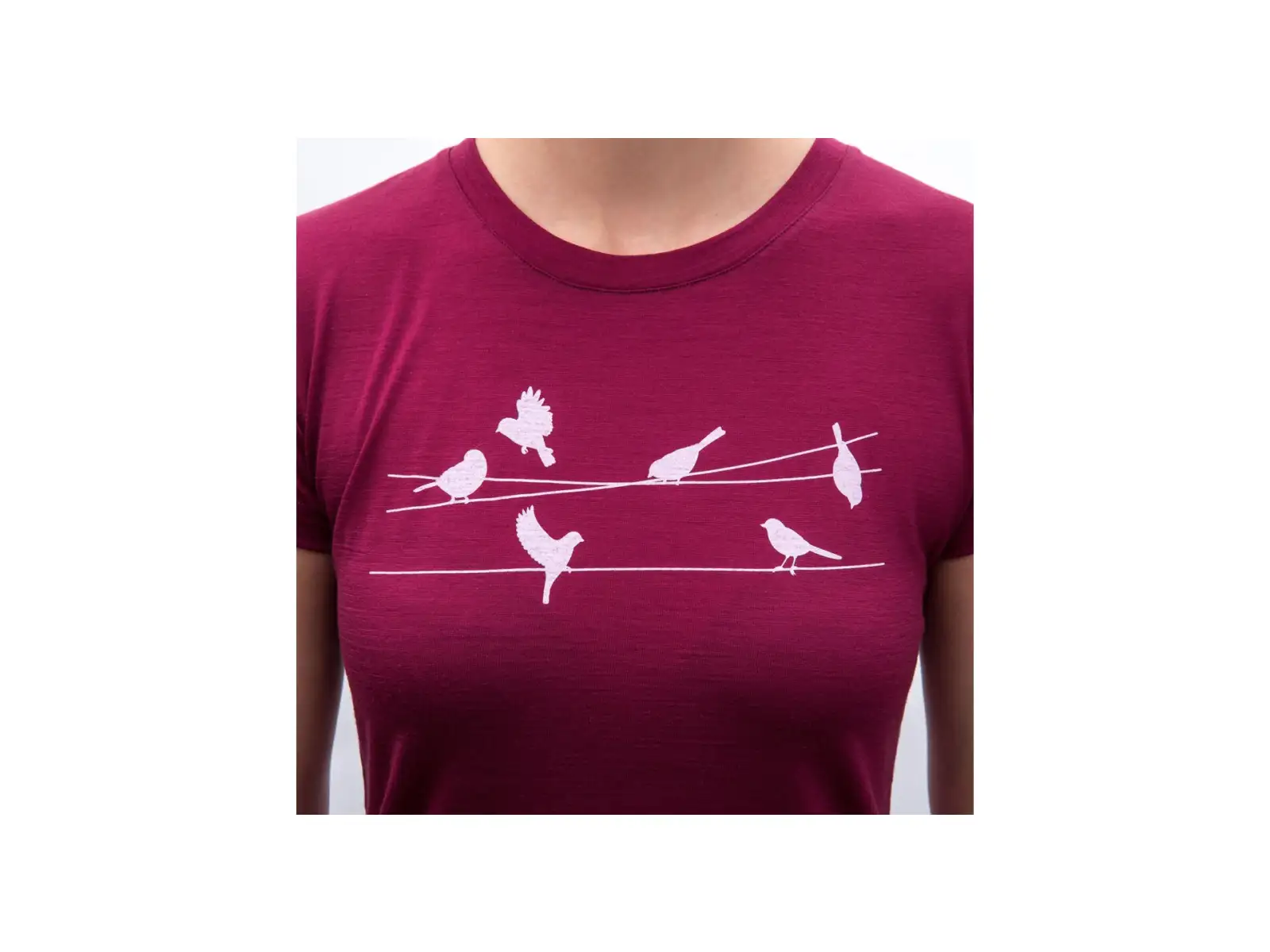 Sensor Merino Active Songbirds Damen T-Shirt kurzarm Lilla