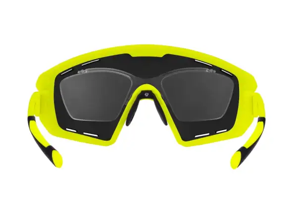 Ombro Plus Radbrille in fluro/gelb mit schwarzen Gläsern.