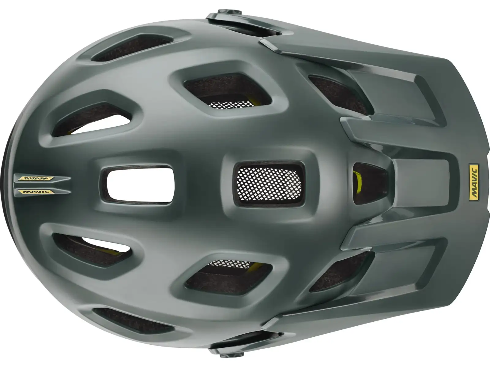 Die Mavic Deemax Pro Mips MTB Helm in der Farbe Dunkelgrün/Zitronentransparent