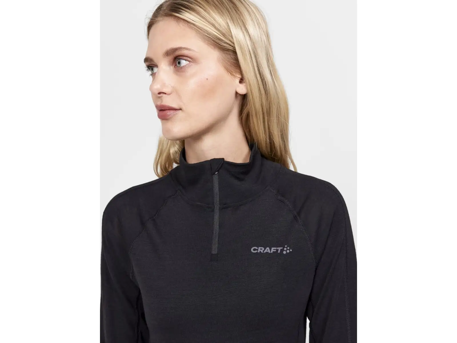 Craft ADV Wool Merino Damen Langarmshirt mit Reißverschluss schwarz