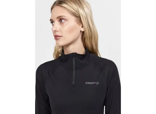 Craft ADV Wool Merino Damen Langarmshirt mit Reißverschluss schwarz