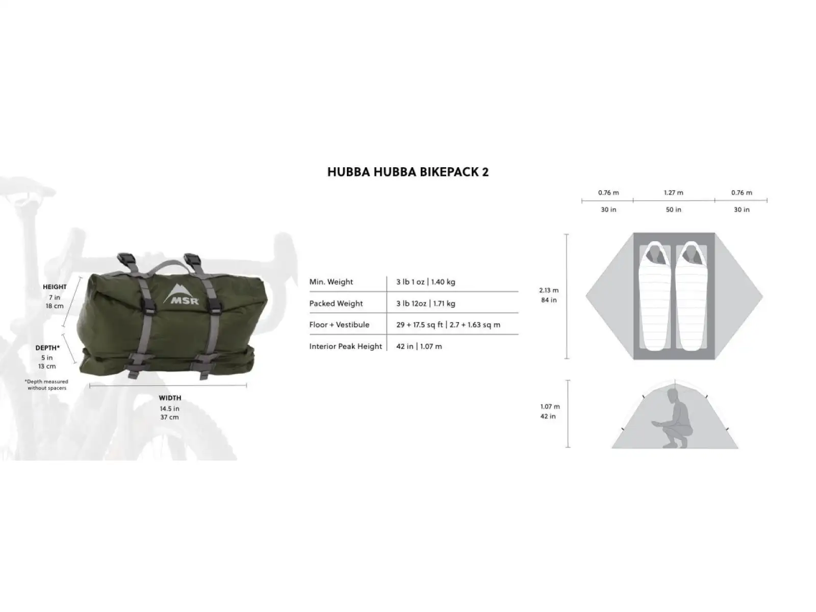 MSR Hubba Hubba Bikepack 2 Zelt für 2 Personen.