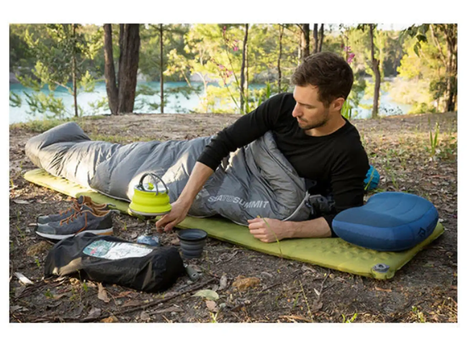 Sea to Summit Camp Regular selbstaufblasende Isomatte Olive