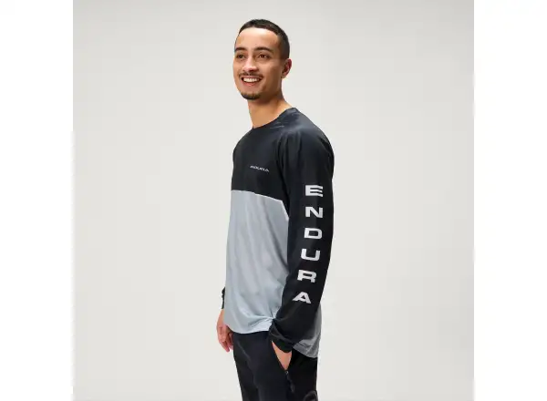 Endura Core Printed L/S Tee Herrentrikot Langarm Black