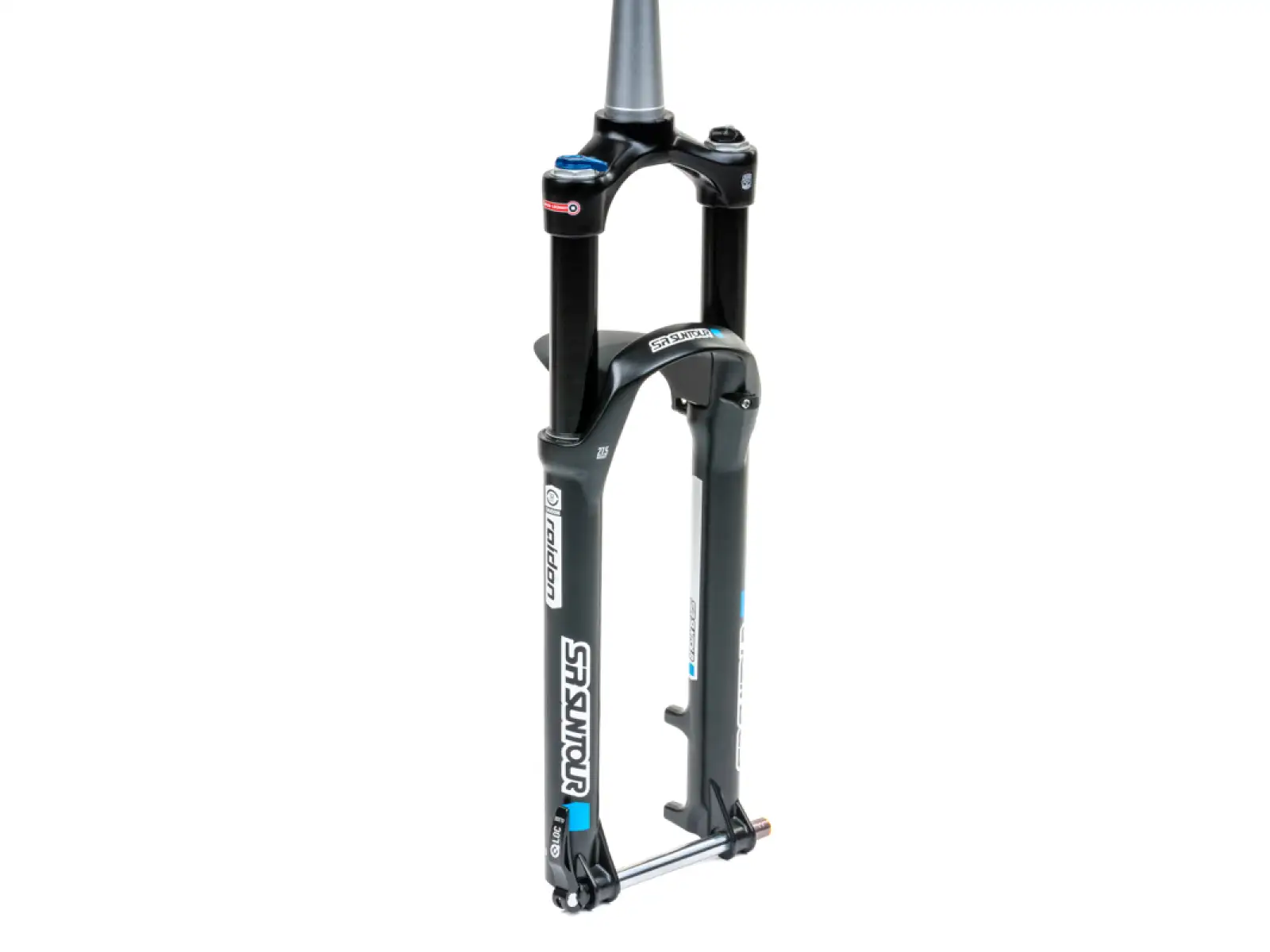 SR Suntour Raidon 32 LO-R 130 mm 27,5" Boost gefederte Gabel in Schwarz.