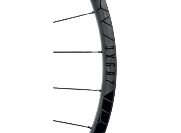 Die Reynolds Blacklabel 309/289 XC 29" Laufräder mit Shimano Micro Spline Nuss, 24/28 Speichen und einer Einbaubreite von 148 mm.