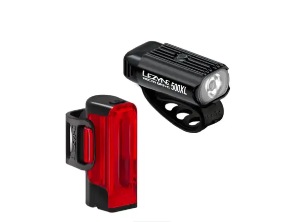 LEZYNE Hecto Drive 500XL / Strip Drive 300+ Lichtset Schwarz / Schwarz