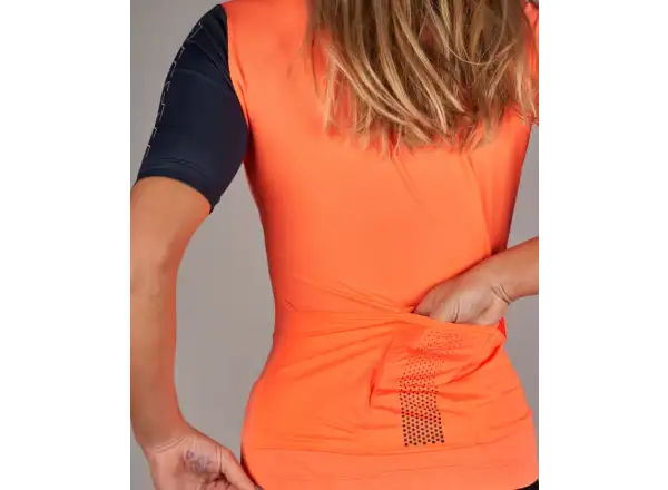 Mavic Essential Damen Radtrikot Kurzarm Koralle/Tiefblau.