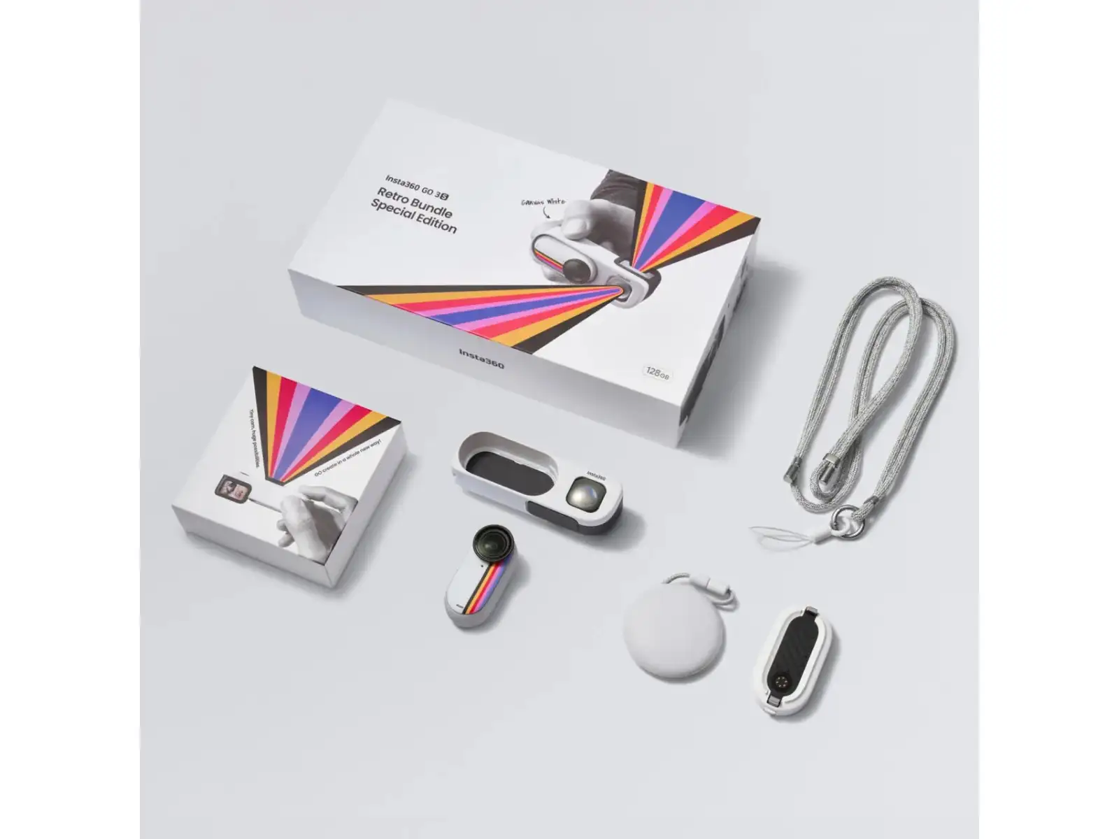 Insta360 GO 3S Kamera Retro-Bundle 128 GB Spezialedition weiß