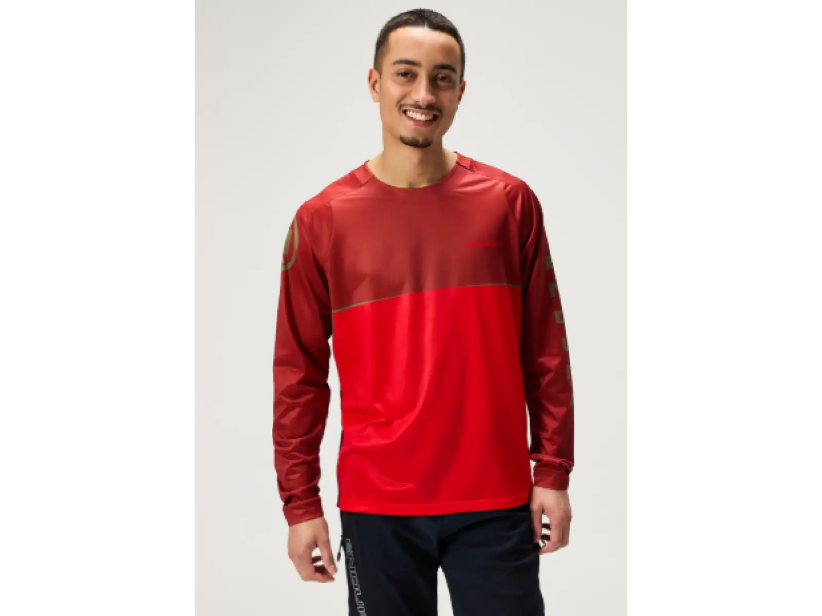 Endura Singletrack Core Printed Tee Herren Trikot Langarm Flame Red