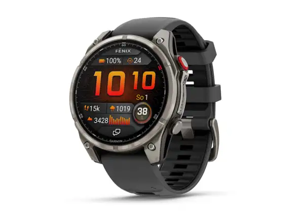 Garmin fenix 8 Pro 47 mm, AMOLED Sapphire, Titanium mit Silikonarmband Graphite/Black