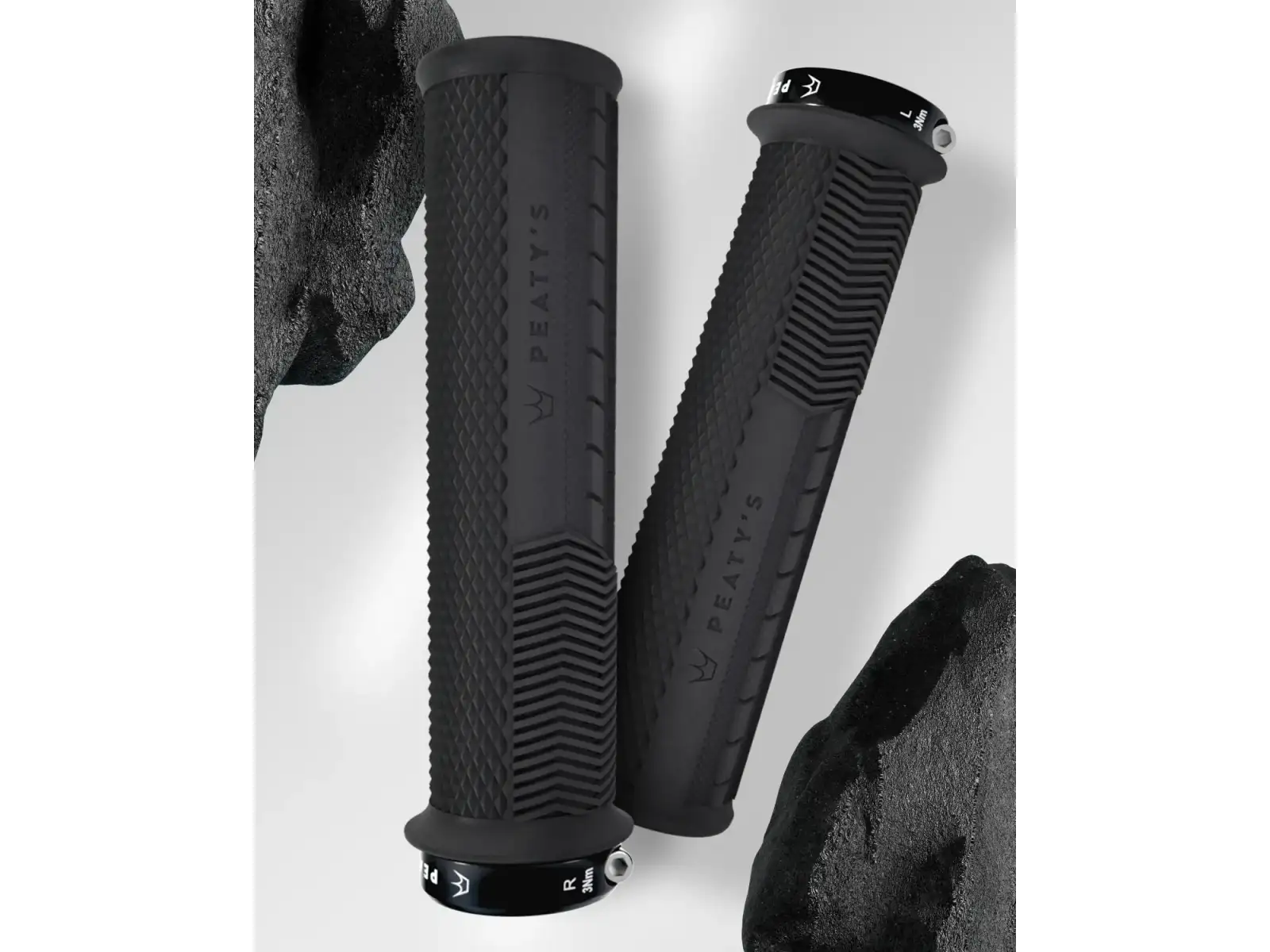 Die Peaty's Monarch Knurl Thin Griffe in Schwarz