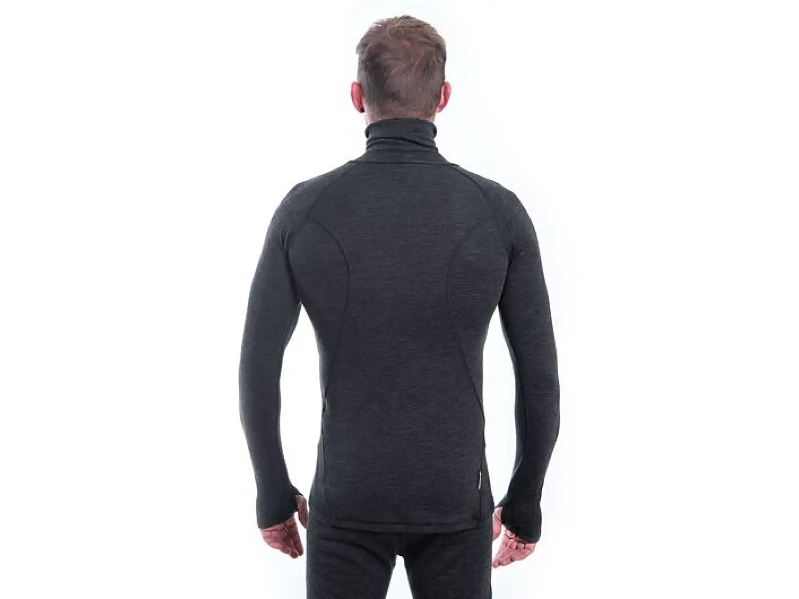 Sensor Merino Bold Neck Herren Langarmshirt Anthracite Gray