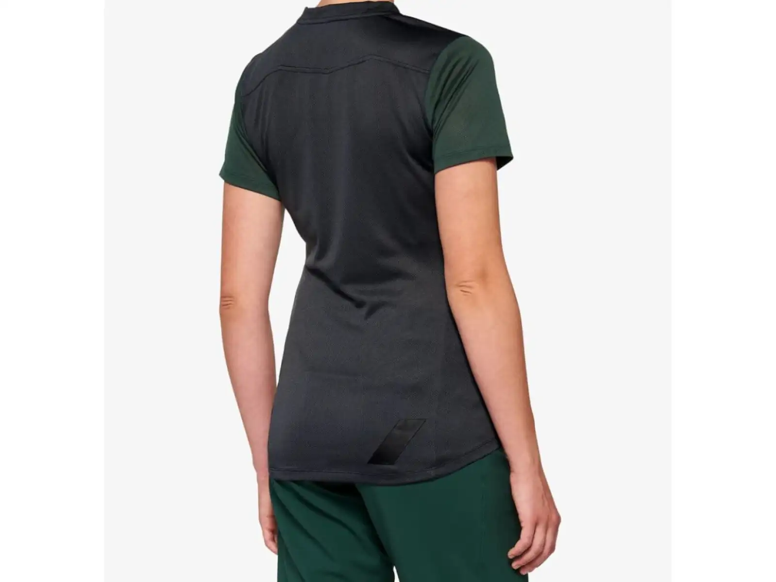 100% Ridecamp Damen-Fahrradtrikot mit kurzen Ärmeln in Holzkohle/Forest Green