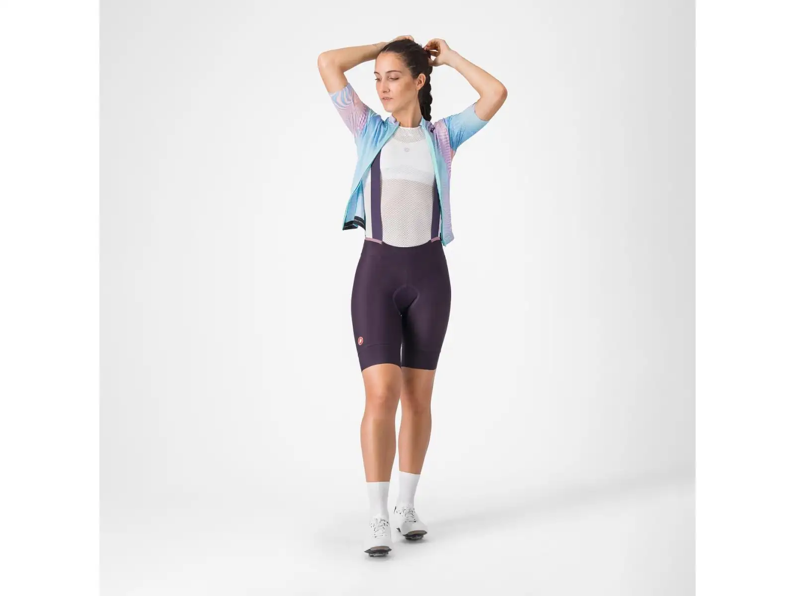 Castelli Prima 2 DT Damen-Trägerhose mit Sitzpolster Dark Night Shade/Deep Purple