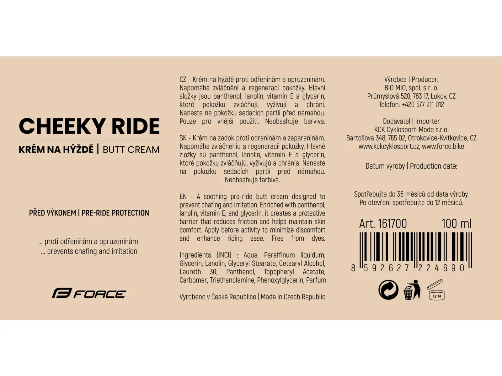Force Cheeky Ride Gesäßcreme - 100 ml