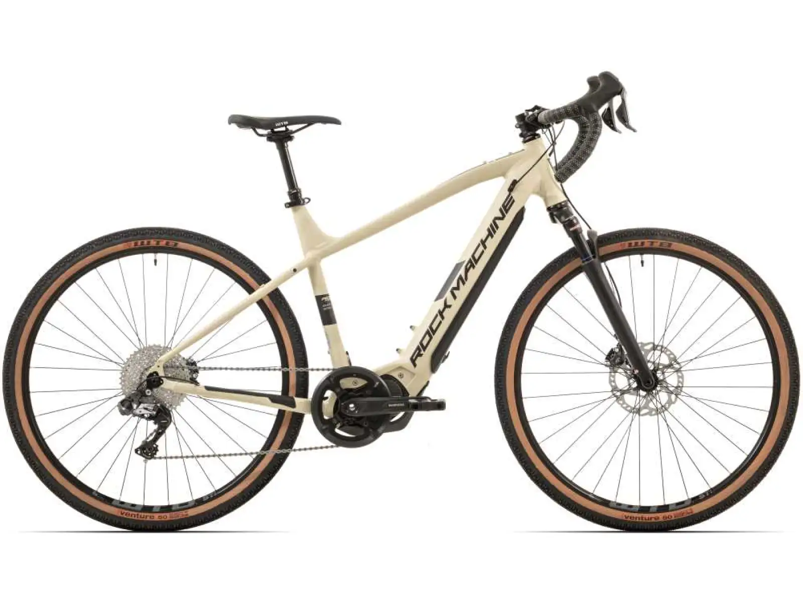 Rock Machine Gravelride e700 Di2 Gravel E-Bike in Matte Sand/Black.