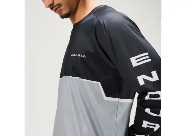 Endura Core Printed L/S Tee Herrentrikot Langarm Black