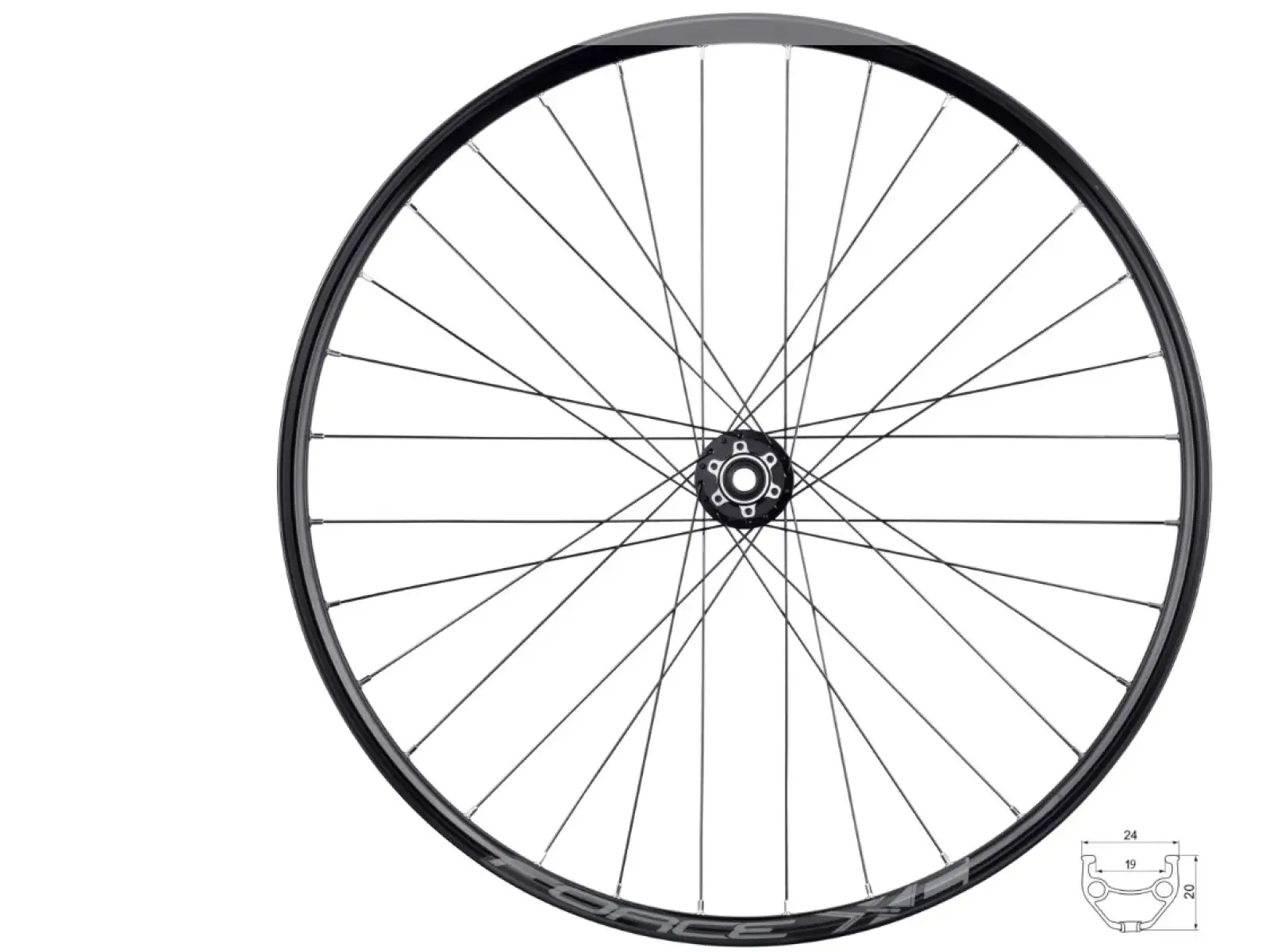 Force XC Disc 622x19 Vorderrad eingespeicht mit Force F804505 Nabe, 32 Löcher.