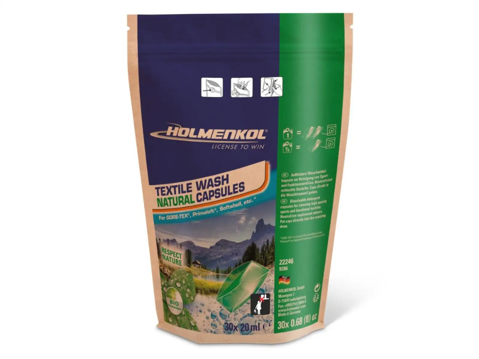 Holmenkol Textile Wash Natural Capsules Waschmittelkapseln 30 Stück