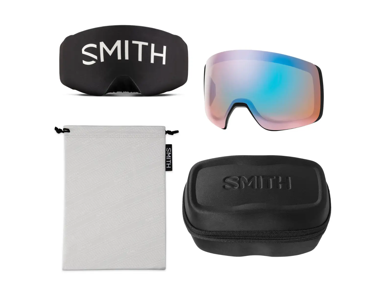 Smith 4D Mag Skibrille Black / ChromaPop Sun Blue Mirror (2 Gläser)