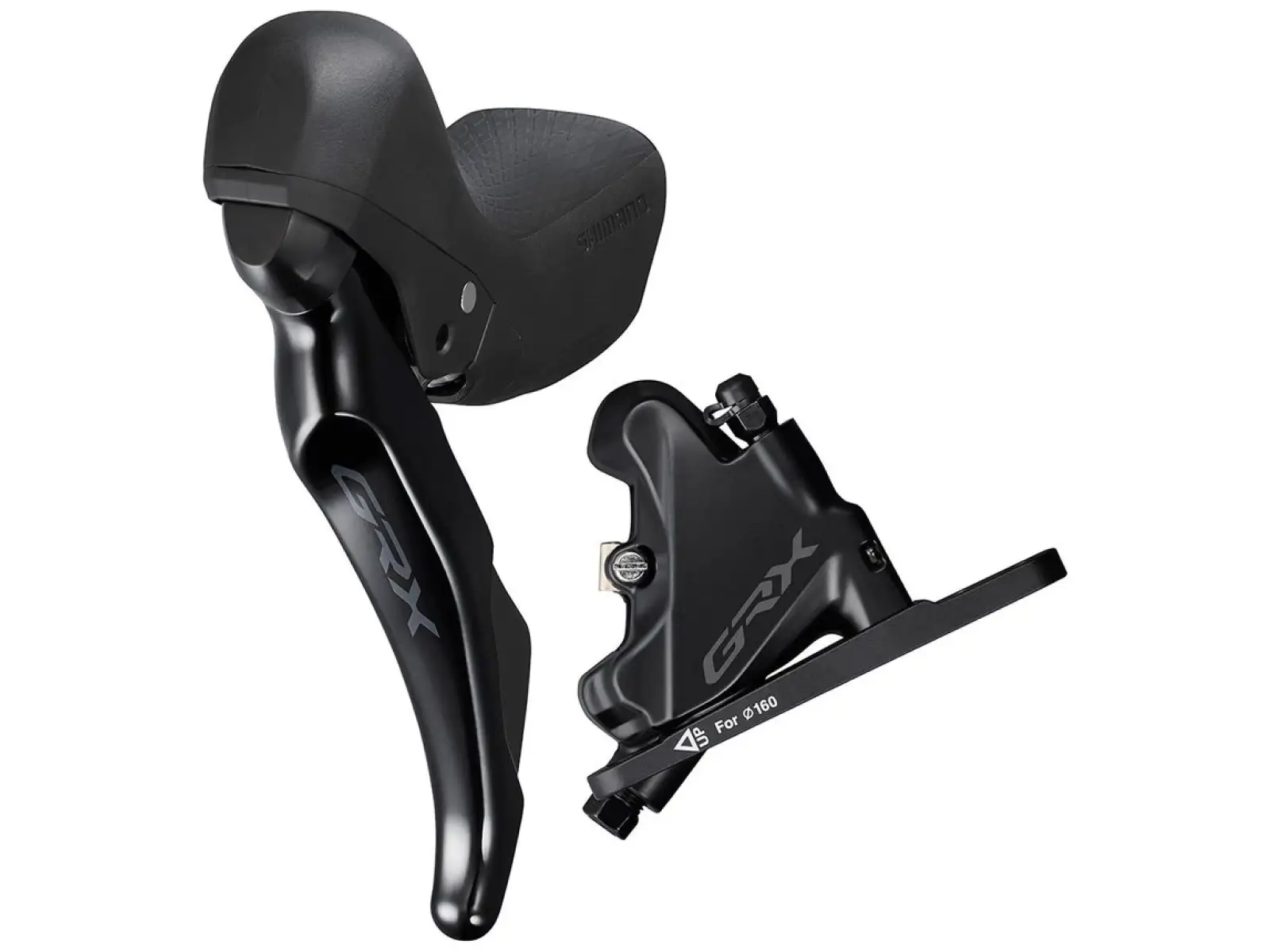 Shimano GRX ST-RX400 / BR-RX400 2-fach Schalt-/Bremsgriff + Vorderer Flat Mount Bremssattel Polymer-Beläge mit Kühlung