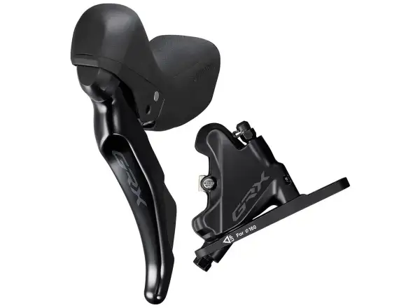 Shimano GRX ST-RX400 / BR-RX400 2-fach Schalt-/Bremsgriff + Vorderer Flat Mount Bremssattel Polymer-Beläge mit Kühlung