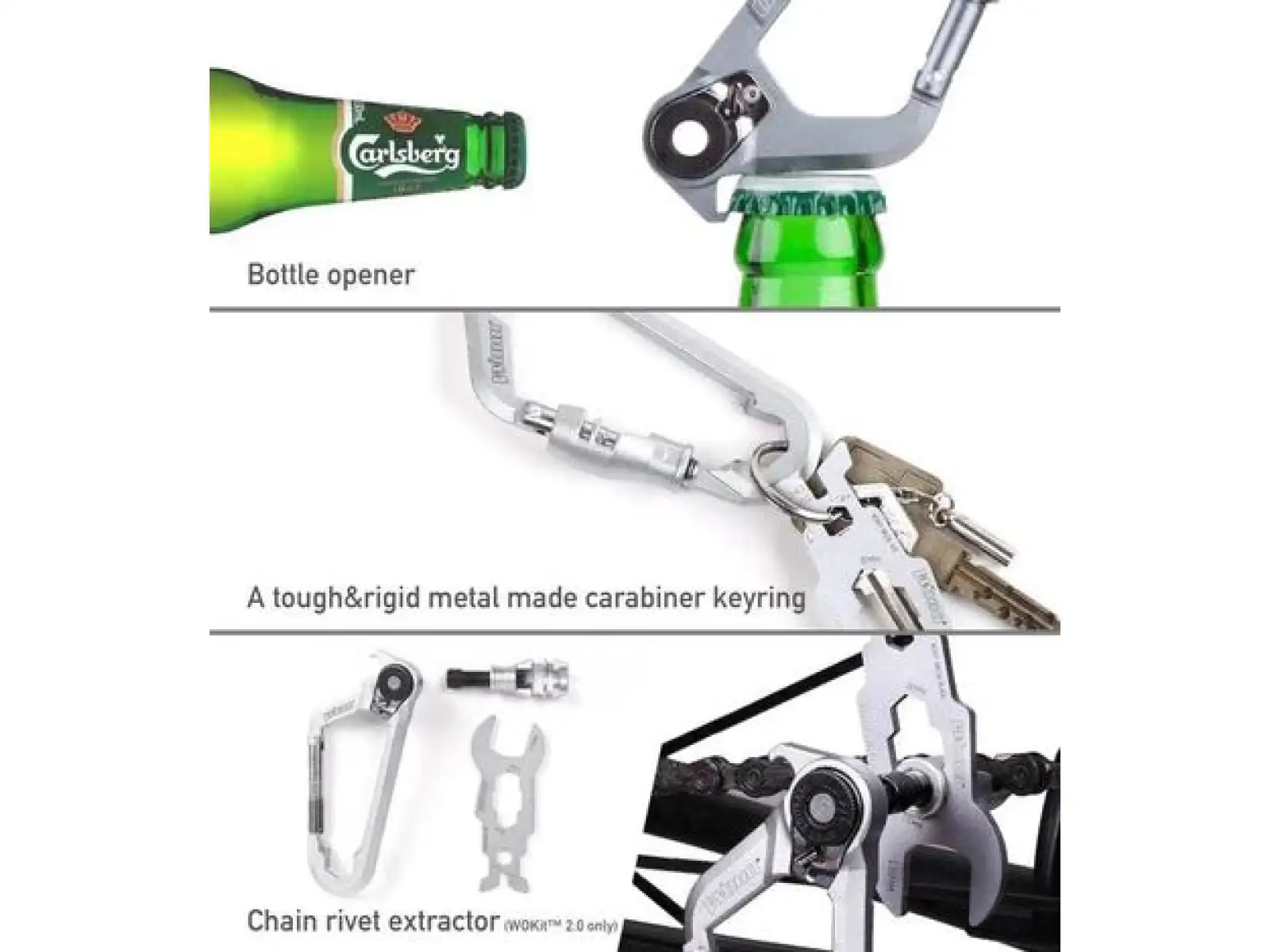 Woho WOKit 2.0 Bikepacking Werkzeugset Silber.