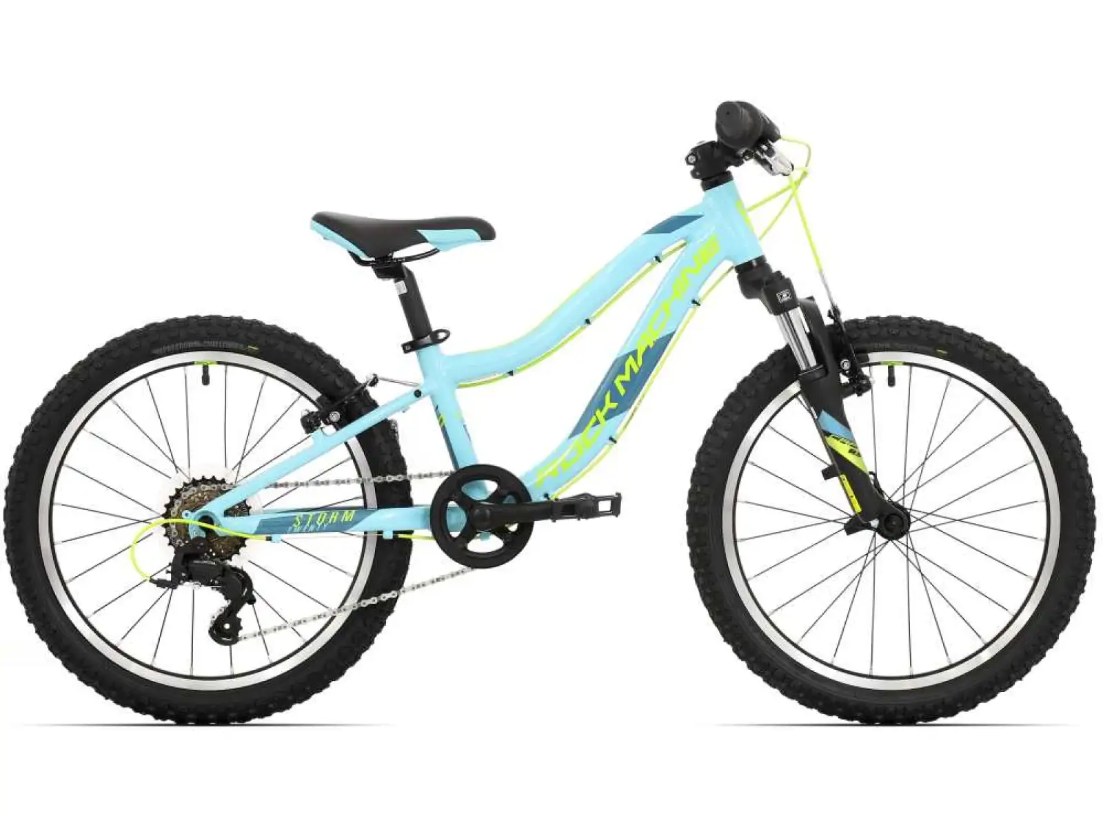 Rock Machine Storm 20 VB Kinderfahrrad Gloss Neon Cyan/Gelb/Petrol