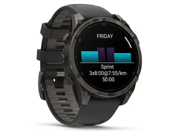 Garmin fenix 8 - 47 mm AMOLED Saphir Smartwatch Carbon Grey DLC Titan Schwarz/Grau
