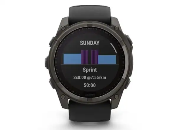 Garmin fenix 8 - 51 mm Solar Sapphire Smartwatch Carbon DLC Titanium Schwarz/ Kieselgrau