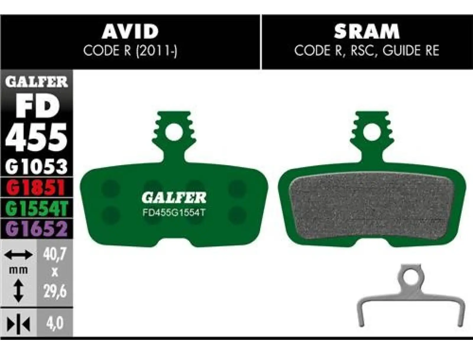 Galfer FD455 PRO G1554 Bremsbeläge für Avid/Sram.