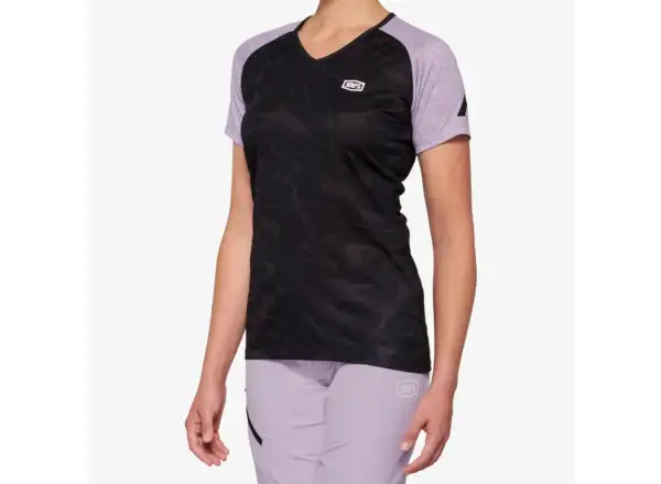 100% Airmatic Damen-Trikot kurzer Ärmel Schwarz/Lavendel