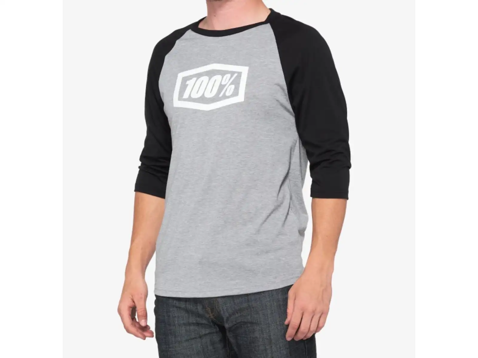 100% Icon Tech Tee Herren T-Shirt mit 3/4 Ärmeln Grau/Schwarz