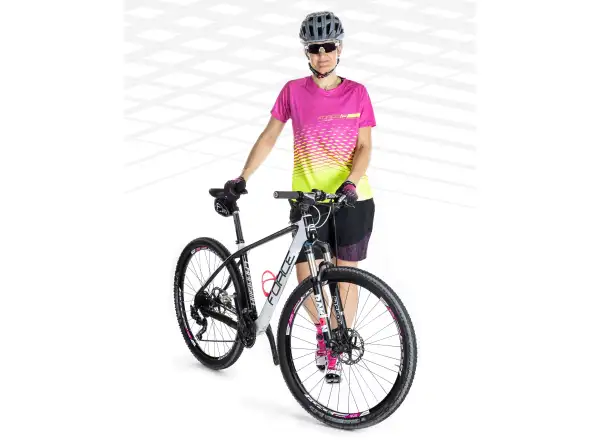 Force Angle MTB Damen-Fahrradtrikot mit kurzem Arm in Rosa/Fluo