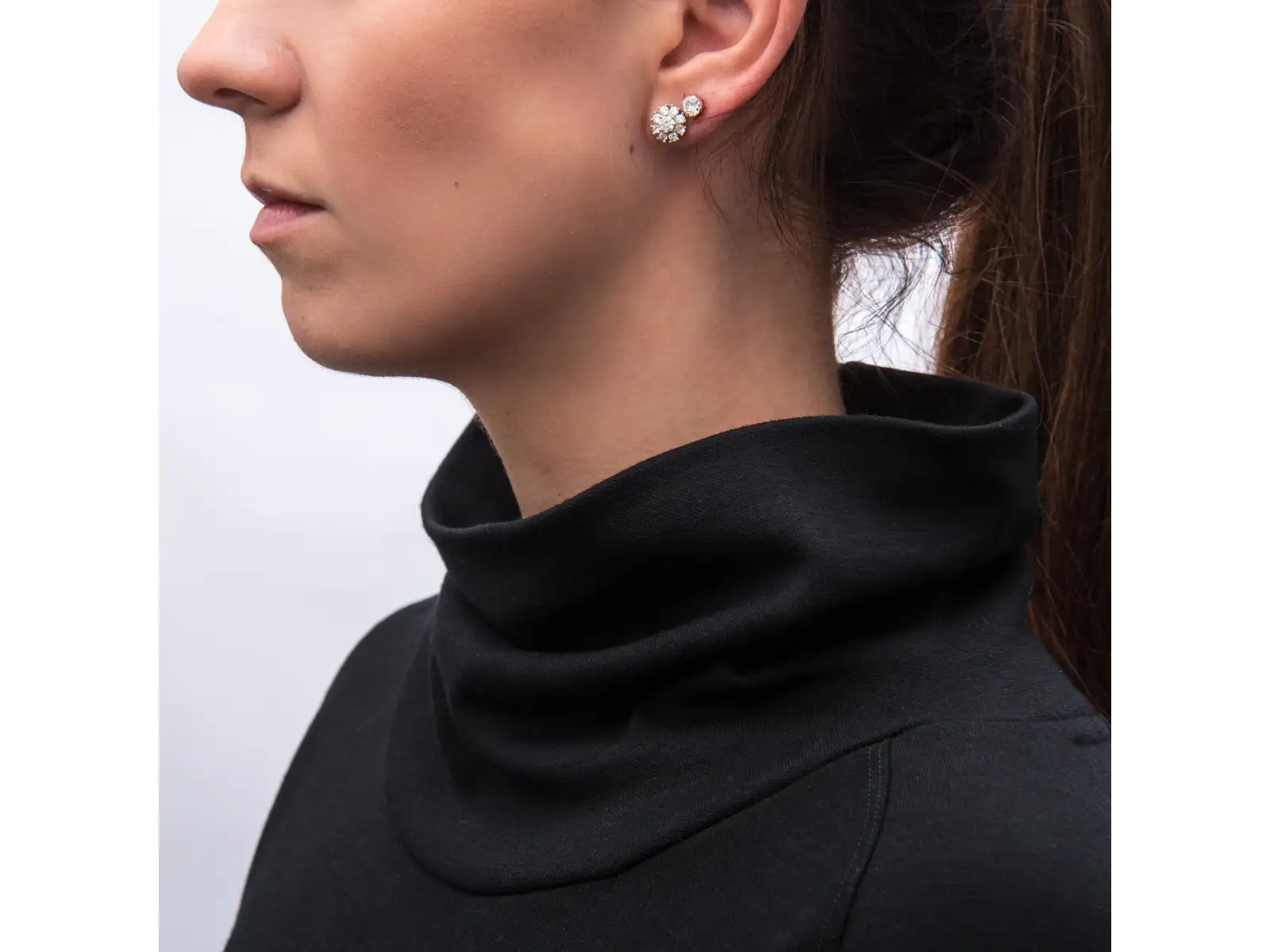 Sensor Merino Blend Damenrollkragen schwarz