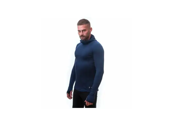 Sensor Merino DF Herren T-Shirt Langarm mit Kapuze Deep Blue