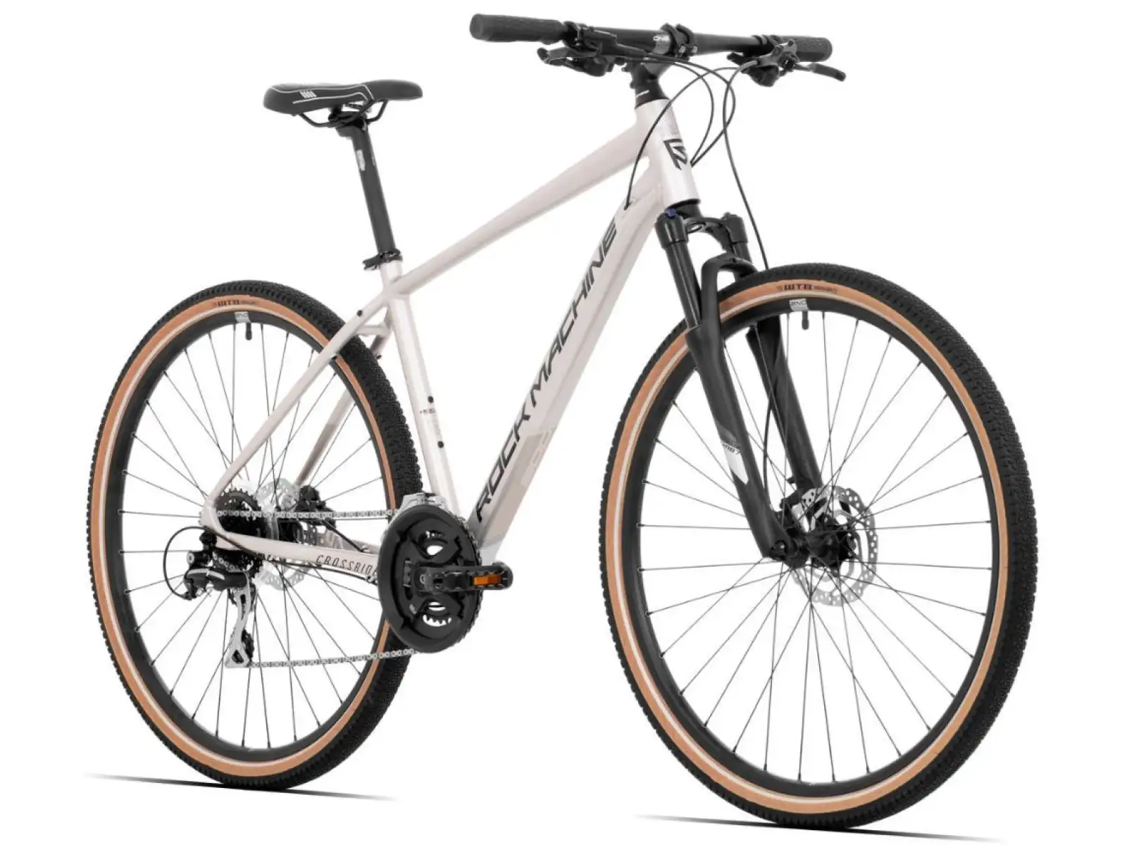 Rock Machine CrossRide 300 glänzend silber/schwarz Trekkingrad.