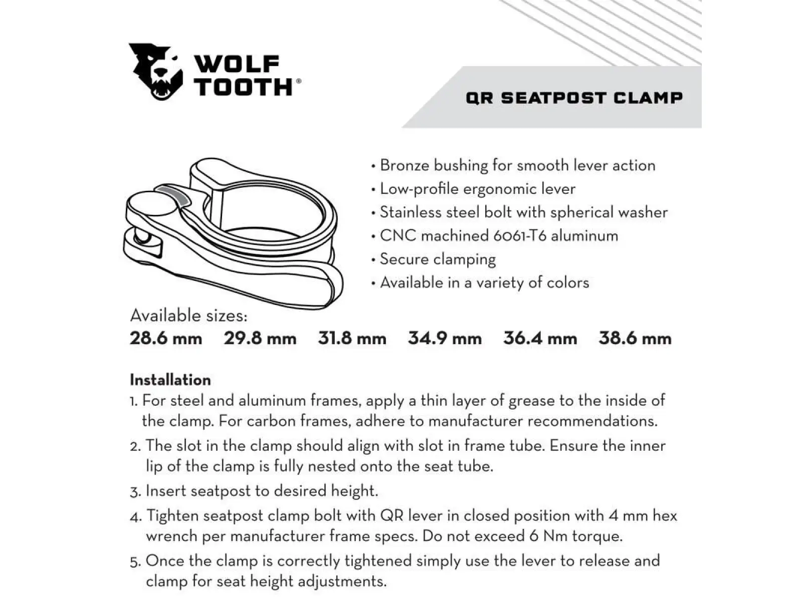 WOLF TOOTH Sattelstützklemme 31,8 mm grün Quick Release